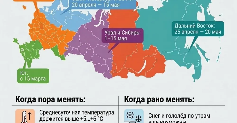 Эксперт назвал дату смены зимних шин на летние и напомнил, когда это опасно